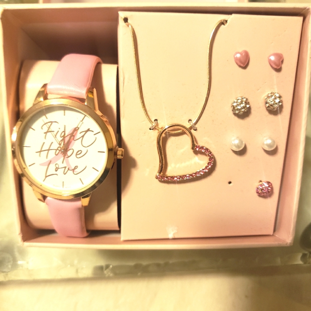 Breast Cancer Awareness Fashion Wristwatch ⌚ Pink Faux Leather Band
